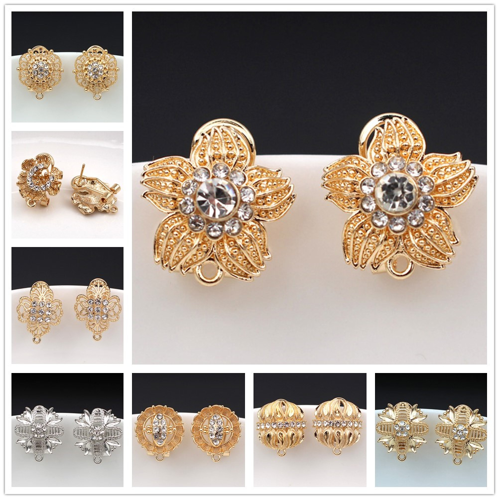 Jewelry Making Dubai - 10 пар серег-цветов с фианитами, с